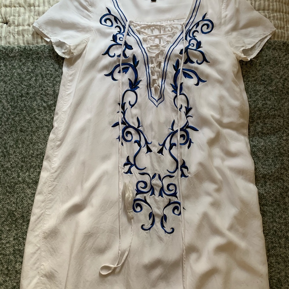 White and Blue Lulu’s Dress - Small